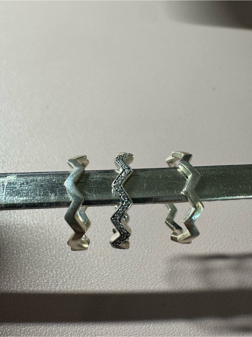 Pandora Silver Zigzag Stack Rings Trio (3 rings size 6)